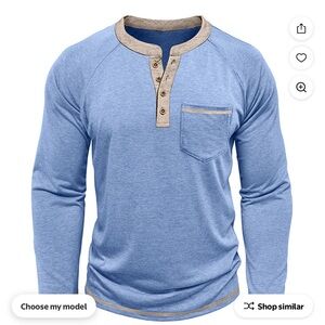 MEN'S BIG AND TALL 3X HENLEY POCKET SKY BLUE CONTRAST TRIM NEW IN PACKAGE SHIRT